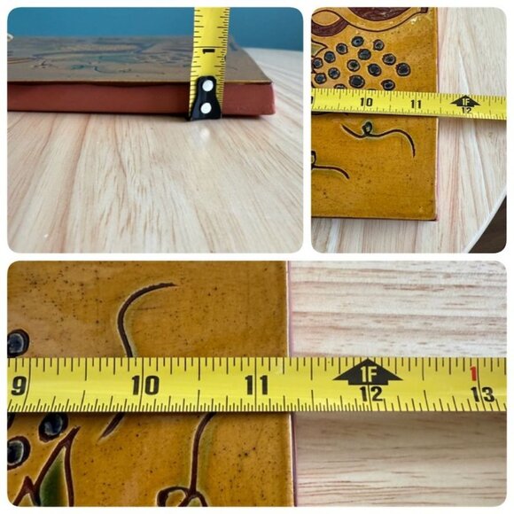 Folk Art Welcome Plaque Studio Pottery By Laura Jurford 2001 Pineapple Floral - Picture 7 of 8